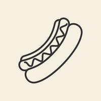 hotdog eten lijn kunst logo ontwerp vector pictogram symbool illustratie