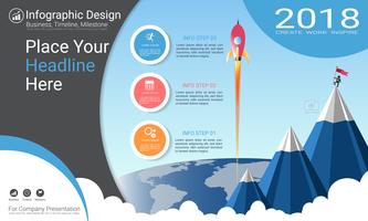 Zakelijk infographicsrapport, Milestone-tijdlijn of routekaart met Processtroomdiagram 3 opties. vector