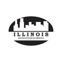 illinois skyline silhouet vector logo