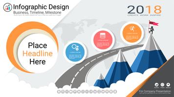 Zakelijk infographicsrapport, Milestone-tijdlijn of routekaart met Processtroomdiagram 3 opties. vector