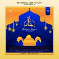 ramadan kareem blauw - sjabloon voor sociale media vector