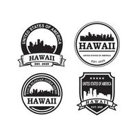 een set van hawaii skyline silhouet logo vector