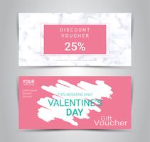 Gelukkige Valentijnsdag, cadeaubonnen en vouchers, kortingsbon of banner web promotie sjabloon met onscherpe achtergrond. vector