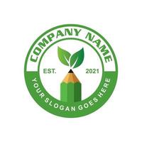 natuur potlood logo, onderwijs logo vector