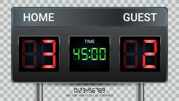Digitaal timingsscorebord, Voetbalwedstrijdteam A versus team B, Strategie uitzend grafische sjabloon. vector