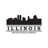 illinois skyline silhouet vector logo