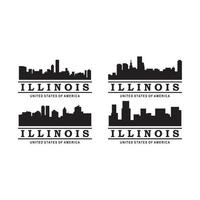 een set van illinois skyline silhouet logo vector