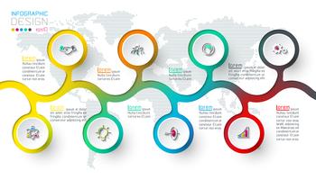 Cirkel label infographic met stap voor stap. vector