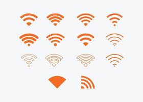 set van draadloos netwerk teken symbool pictogram oranje kleur vector