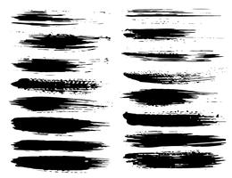 Reeks penseelstreken, zwarte inkt grunge penseelstreken. Vector illustratie.