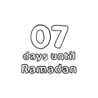 aftellen tot ramadan - 07 dagen tot ramadan - 07 hari menuju ramadhan potloodschets illustratie vector