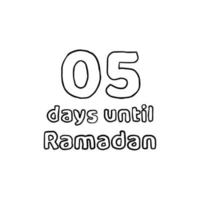 aftellen tot ramadan - 05 dagen tot ramadan - 05 hari menuju ramadhan potloodschets illustratie vector