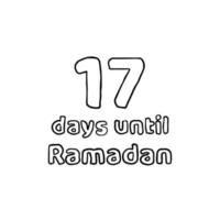 aftellen tot ramadan - 17 dagen tot ramadan - 17 hari menuju ramadhan potloodschetsillustratie vector