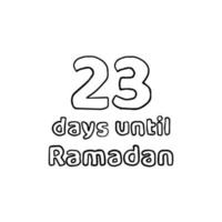aftellen tot ramadan - 23 dagen tot ramadan - 23 hari menuju ramadhan potloodschetsillustratie vector