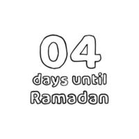 aftellen tot ramadan - 04 dagen tot ramadan - 04 hari menuju ramadhan potloodschets illustratie vector