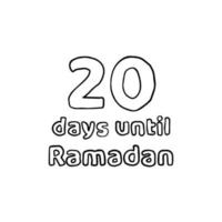 aftellen tot ramadan - 20 dagen tot ramadan - 20 hari menuju ramadhan potloodschetsillustratie vector