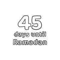 aftellen tot ramadan - 45 dagen tot ramadan - 45 hari menuju ramadhan potloodschetsillustratie vector
