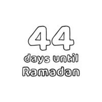 aftellen tot ramadan - 44 dagen tot ramadan - 44 hari menuju ramadhan potloodschetsillustratie vector