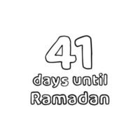 aftellen tot ramadan - 41 dagen tot ramadan - 41 hari menuju ramadhan potloodschetsillustratie vector