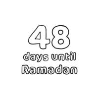 aftellen tot ramadan - 48 dagen tot ramadan - 48 hari menuju ramadhan potloodschetsillustratie vector