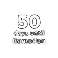 aftellen tot ramadan - 50 dagen tot ramadan - 50 hari menuju ramadhan potloodschetsillustratie vector