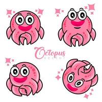 hand tekenen octopus cartoon schattig en smileygezicht geïsoleerd op een witte achtergrond. vectorillustratie. vector