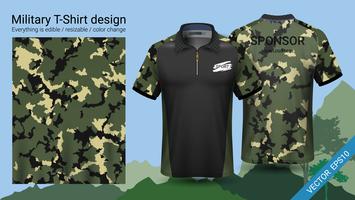 Militair polo t-shirt ontwerp, met camouflage print kleding. vector