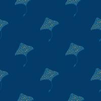 marineblauw pijlstaartrog silhouetten naadloze patroon. dierlijke tropische stijl. handgetekende onderwatervormen. vector