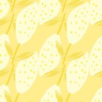 schattige citroen met bladeren naadloze patroon op gele achtergrond. vector