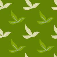 kruiden naadloos patroon met hand getrokken minimalistische bladornament. groene heldere achtergrond. vector