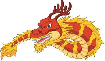 cartoon chinese rode draak op witte achtergrond vector