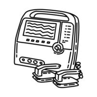 medische defibrillator monitor icoon. doodle hand getrokken of schets pictogramstijl. vector