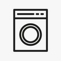 wasmachine lijn pictogram op witte achtergrond. vector overzichtssymbool van wasmachine.