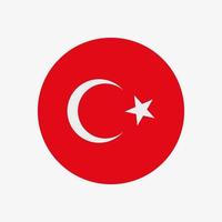ronde Turkse vlag vector pictogram geïsoleerd op een witte achtergrond. de vlag van turkije in een cirkel.