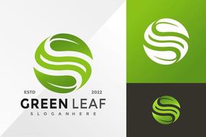 s groen blad logo ontwerp vector illustratie sjabloon