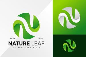 n natuur groen blad logo ontwerp vector illustratie sjabloon