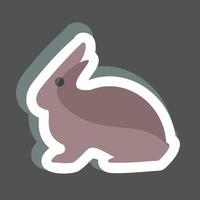 huisdier konijn sticker in trendy geïsoleerd op zwarte achtergrond vector