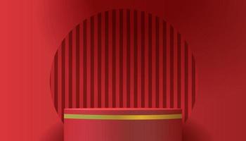 3d abstracte Chinese stijl als achtergrond met het model van het productpodium op rode achtergrond vector