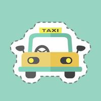 taxi sticker in trendy lijn gesneden geïsoleerd op blauwe achtergrond vector