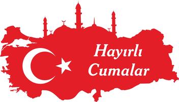 een goede vrijdag Turks spreken: Hayirli Cumalar. Turkije kaart vectorillustratie. Vector van jumah Mubarakah Vrijdag Mubarak in Turkije. Moslim vrijdag.