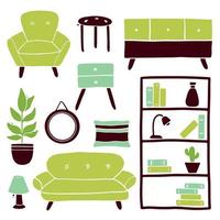 set woonkamer meubels collectie vector