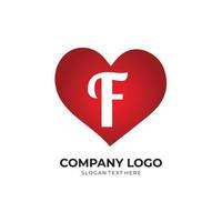 f letter logo met hart icoon, Valentijnsdag concept vector