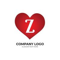 z letter logo met hart icoon, Valentijnsdag concept vector