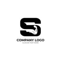 letter s-logo met barbell biceps. sportschool logo. liefde fitness logo sjabloon. fitness vector logo-ontwerp voor sportschool en fitness