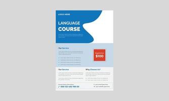 Engelse taalcursus flyer ontwerpen, spreek je Engels, concept van Engels leren, a4-sjabloon, brochureontwerp, omslag, flyer, poster, drukklaar. vector