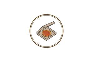 retro vintage pizza pizzeria papieren doos badge embleem label stempel logo ontwerp vector