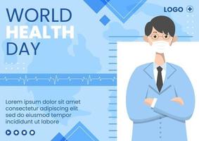 wereldgezondheidsdag brochure sjabloon platte gezondheidszorg illustratie bewerkbaar van vierkante achtergrond geschikt voor sociale media of campagne vector