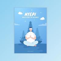 happy bali's dag van stilte poster illustratie ontwerp vector