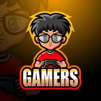 gamer jongen mascotte esport logo ontwerp vector