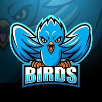 blauwe vogel mascotte esport logo ontwerp vector